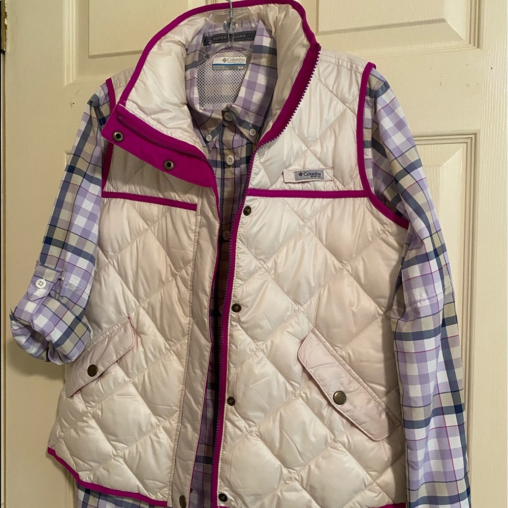 Columbia blouse and quilted vest